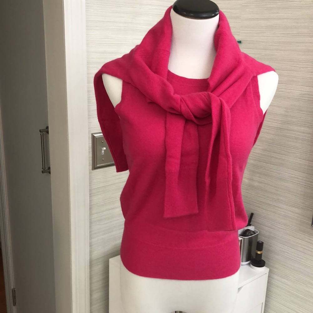 New, w/o tags. Lord & Taylor cashmere cardigan set. Bright Pink. Sz Small.